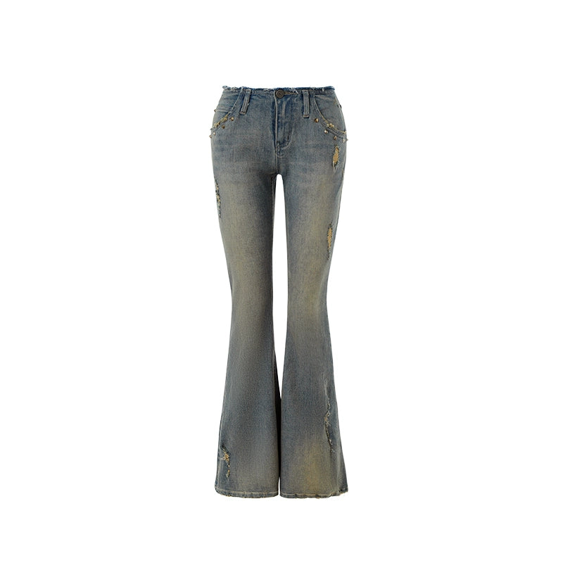 1JINN STUDIO Jeans with frayed edges and slightly flared legs