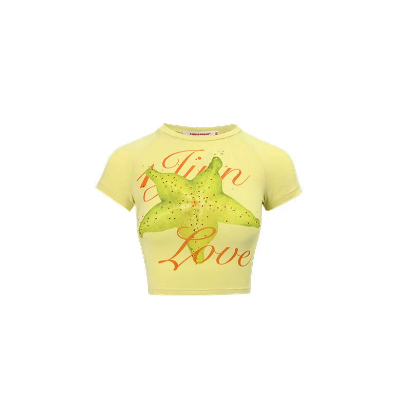1JINN STUDIO Rhinestone-Studded Fitted Print T-shirt