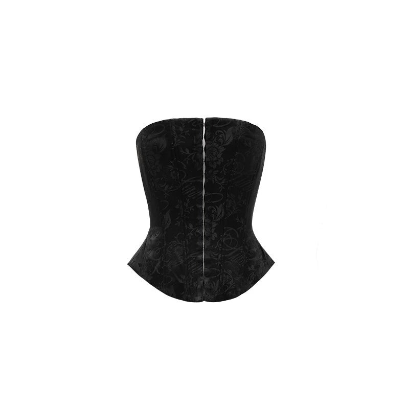 1JINN STUDIO Jacquard Satin Corset with Boning