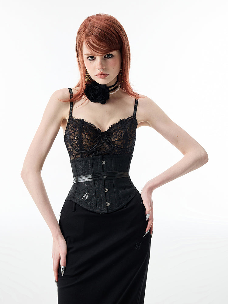 1JINN STUDIO Waist Cincher with Boning and Jacquard Pattern