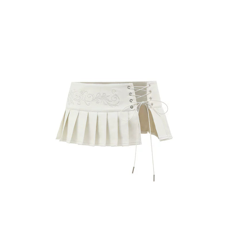 1JINN STUDIO Leather Pleated Patchwork Waistband