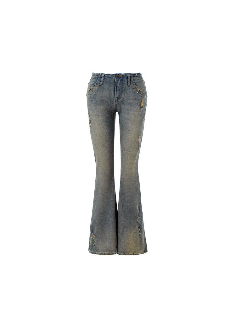 1JINN STUDIO Jeans with frayed edges and slightly flared legs