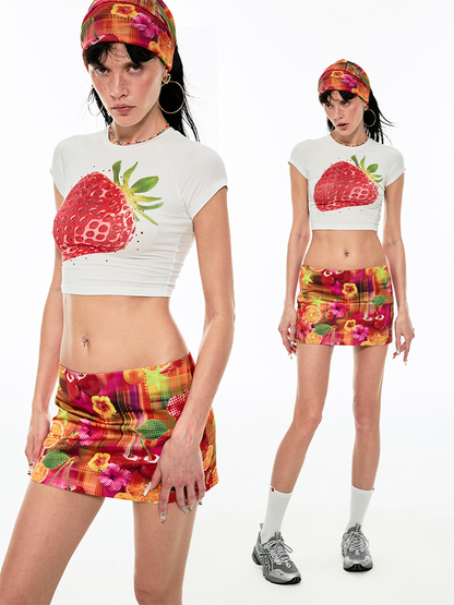 1JINN STUDIO Rhinestone-Studded Fitted Print T-shirt