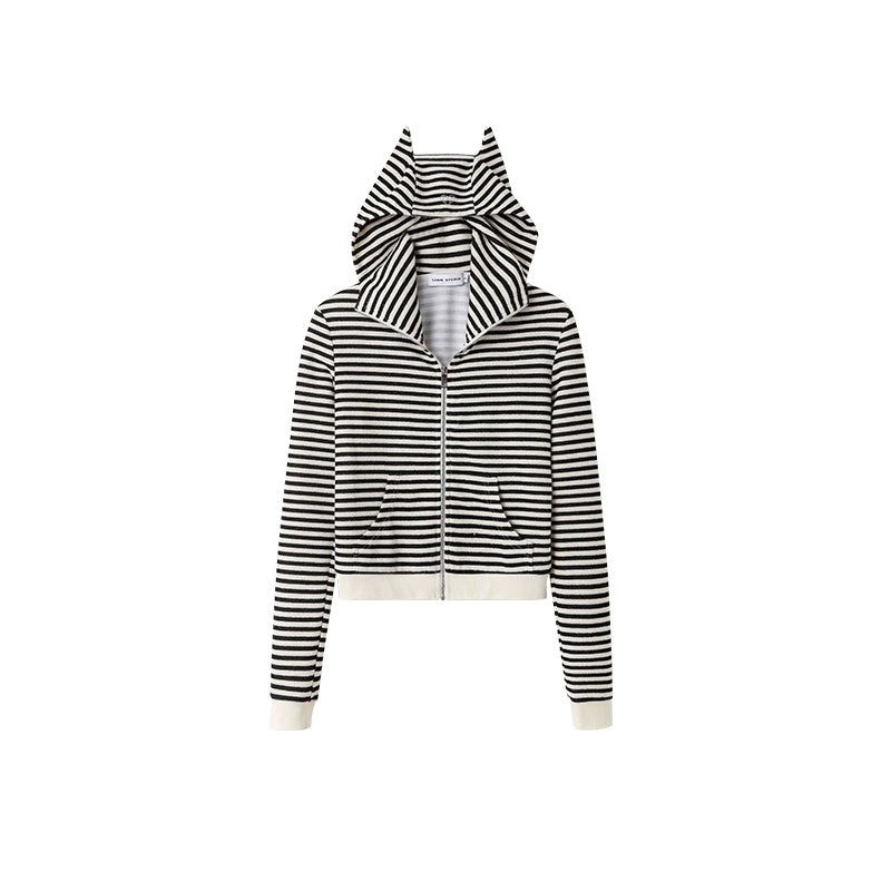 1JINN STUDIO Devil Horns Striped Sweatshirt/Hoodie