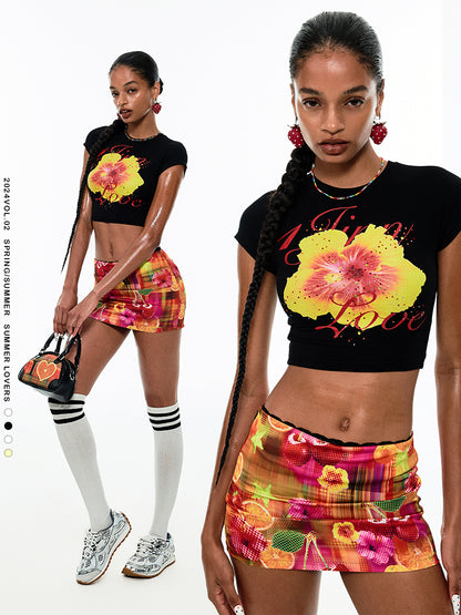 1JINN STUDIO Rhinestone-Studded Fitted Print T-shirt