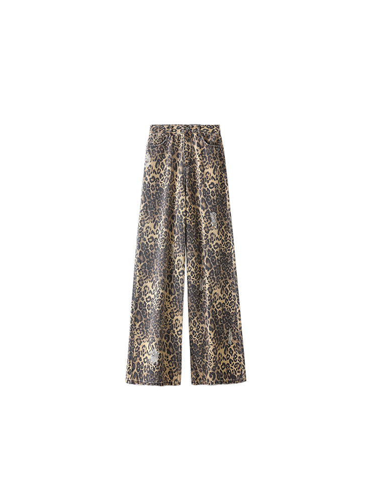1JINN STUDIO Leopard Print Straight Wide-Leg Pants