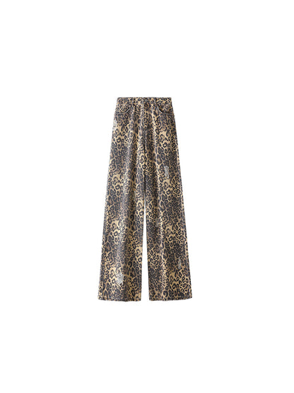 1JINN STUDIO Leopard Print Straight Wide-Leg Pants