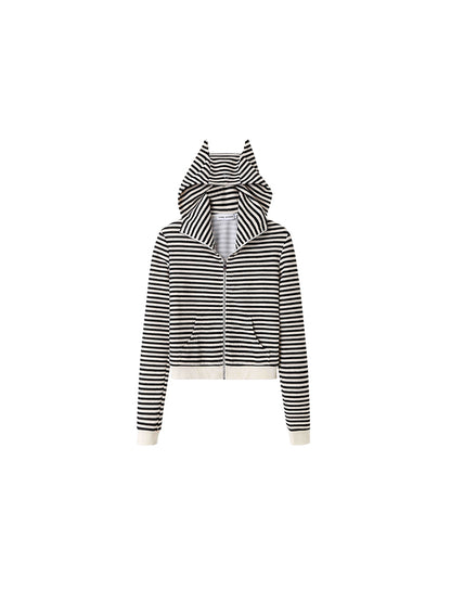 1JINN STUDIO Devil Horns Striped Sweatshirt/Hoodie