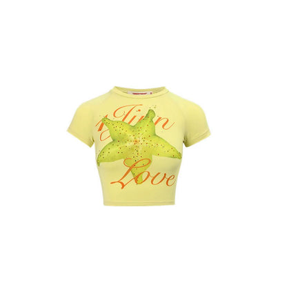 1JINN STUDIO Rhinestone-Studded Fitted Print T-shirt
