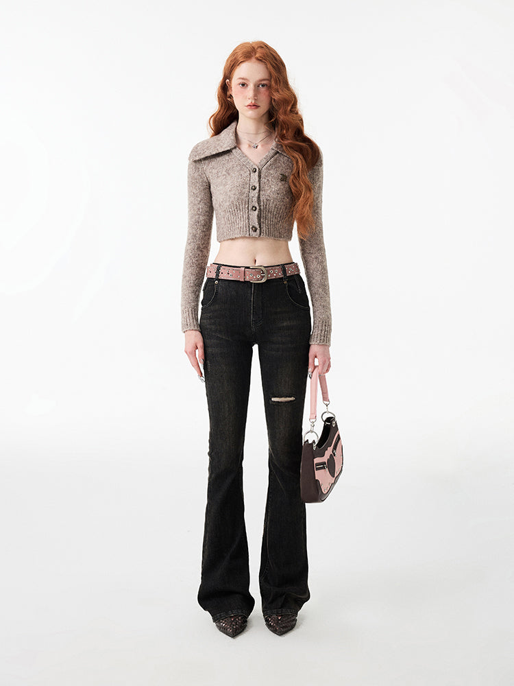 1JINN STUDIO Ripped Micro-flared Jeans