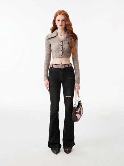 1JINN STUDIO Ripped Micro-flared Jeans
