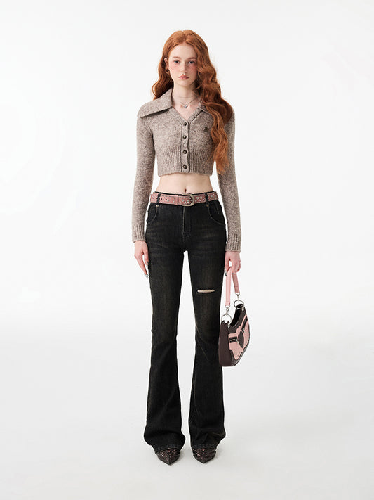 1JINN STUDIO Ripped Micro-flared Jeans