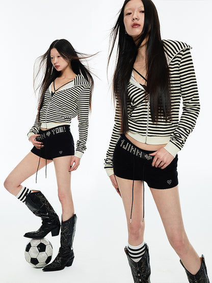1JINN STUDIO Devil Horns Striped Sweatshirt/Hoodie