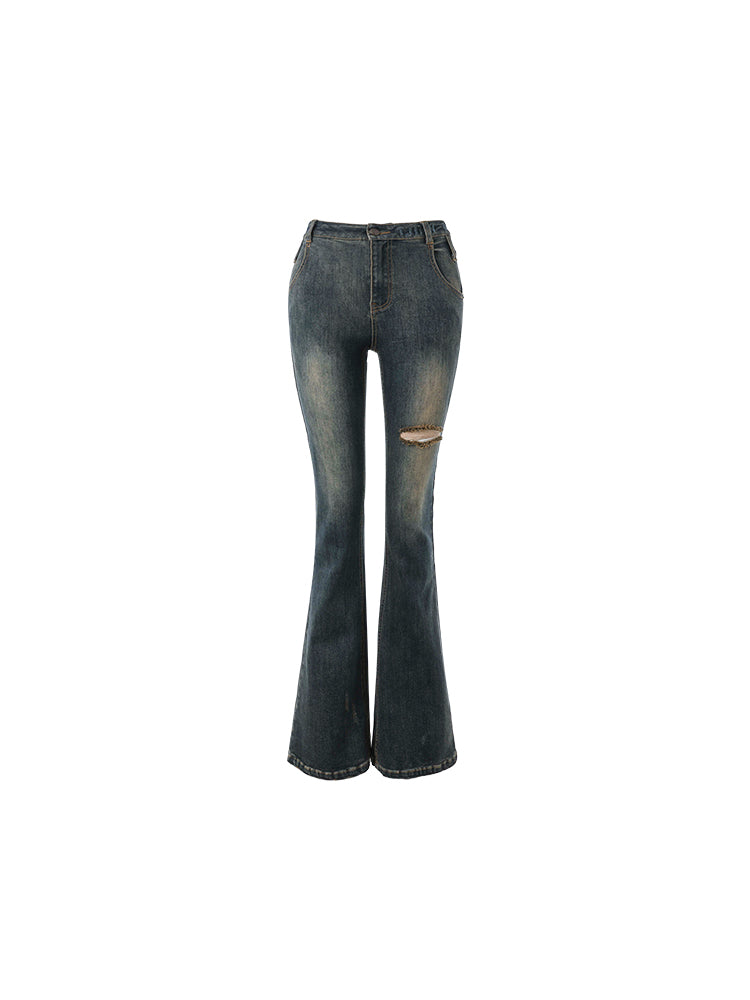1JINN STUDIO Ripped Micro-flared Jeans