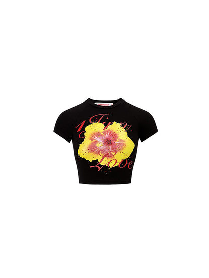 1JINN STUDIO Rhinestone-Studded Fitted Print T-shirt