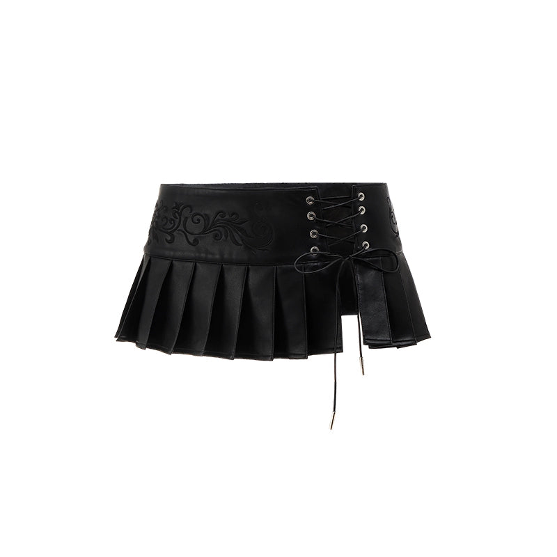 1JINN STUDIO Leather Pleated Patchwork Waistband