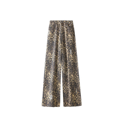 1JINN STUDIO Leopard Print Straight Wide-Leg Pants