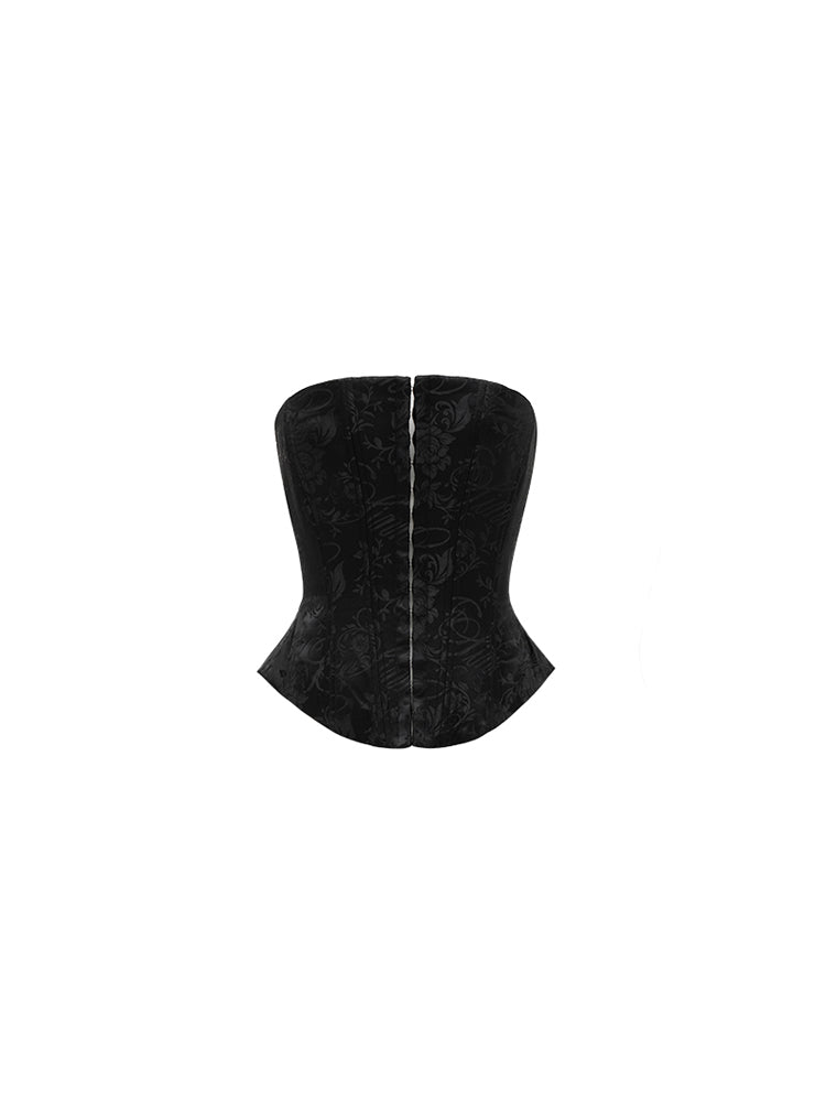 1JINN STUDIO Jacquard Satin Corset with Boning