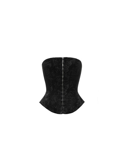 1JINN STUDIO Jacquard Satin Corset with Boning