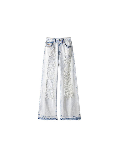 1JINN STUDIO Ripped Lace Jeans