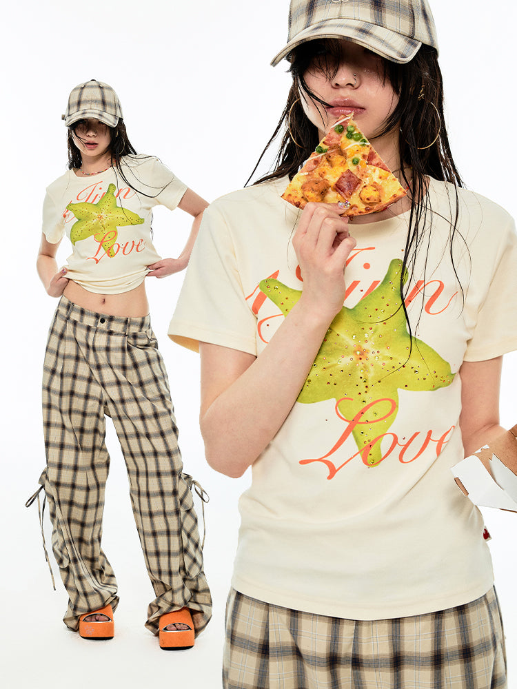 1JINN STUDIO Rhinestone-Studded Crewneck Regular-Fit T-shirt