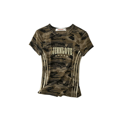 1JINN STUDIO Patchwork Striped Short-Sleeve T-shirt