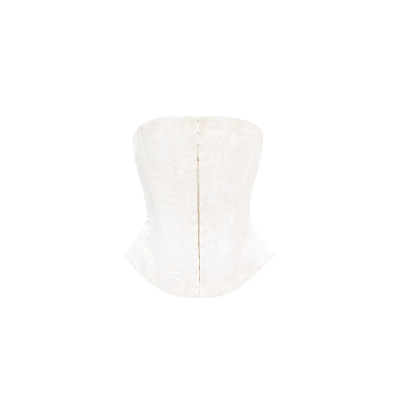 1JINN STUDIO Jacquard Satin Corset with Boning