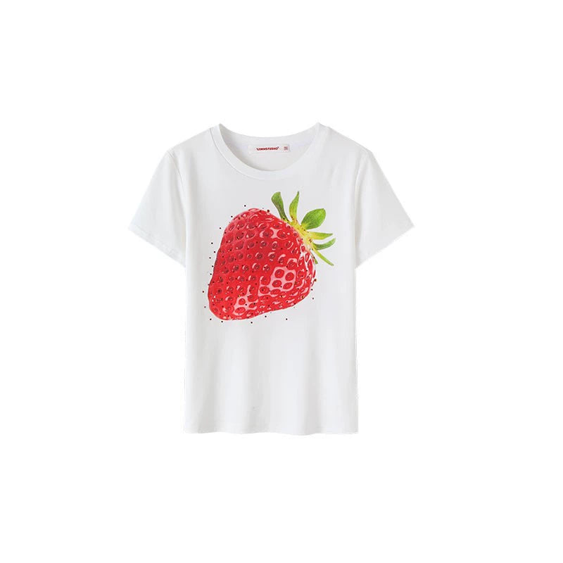1JINN STUDIO Rhinestone-Studded Fitted Print T-shirt