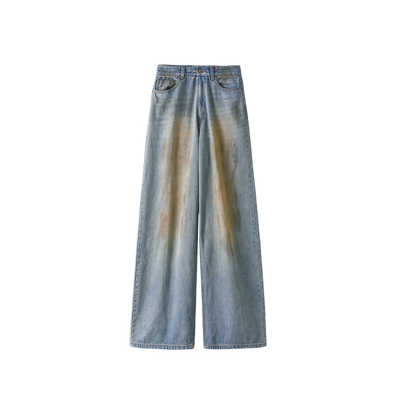 1JINN STUDIO Straight Wide-Leg Pants Dyed with Yellow Mud