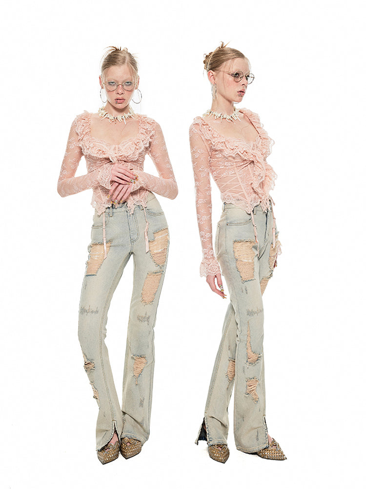 1JINN STUDIO Washed Ripped Jeans