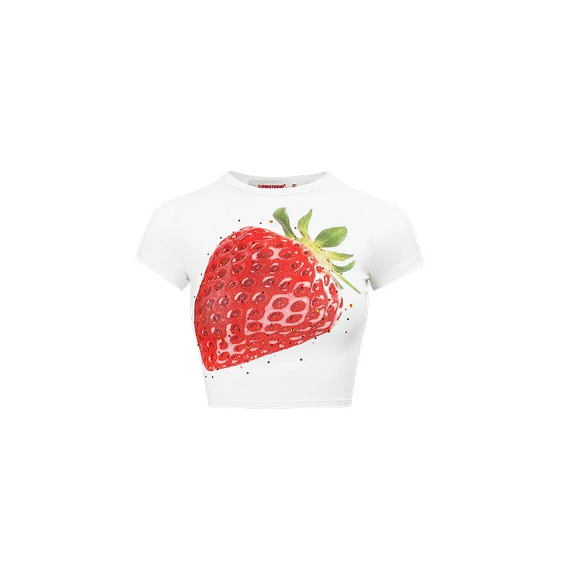 1JINN STUDIO Rhinestone-Studded Fitted Print T-shirt